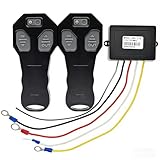 Riyitauto 12V 100ft Recovery Wireless Winch Remote Control Kit for Jeep Truck ATV SUV Car DC 9-30V 434MHZ Switch Handset Waterproof with 2 Big Remote Control