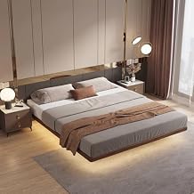 Modern Floating Bed Frame Simplicity Queen Bed Frame with Heavy Duty Wooden Slat Support, Noise-Free