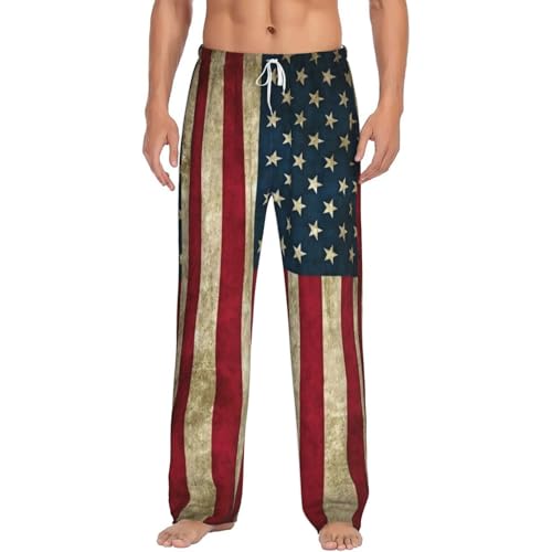 Bas de pyjama polaire homme drapeau américain pour soirée cocooning
