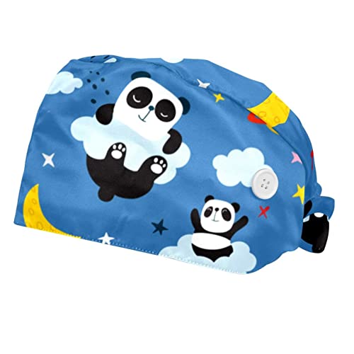 Chapeaux bouffants panda et lune lot de 2 casquettes de travail ajustables