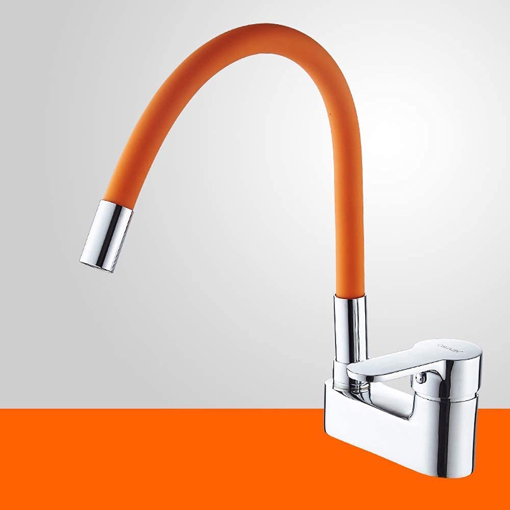 Mitigeur d'évier orange en bronze pour eau chaude et froide de cuisine