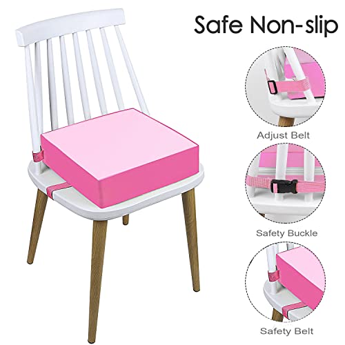 Image of Booster Seat for Kitchen Chair, Detachable Washable Cover Chair Cushion | Add Comfortable Height for Family Meals, Washable Cover Easy Clean and Dual Straps Help Secure to Chairs at Home or Away