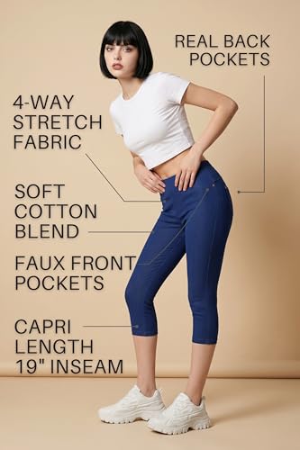 Image of Leggings Depot Women's Cotton Blend Stretch Pull-on Jeggings Casual Pants with Pockets (Available in Plus Size)