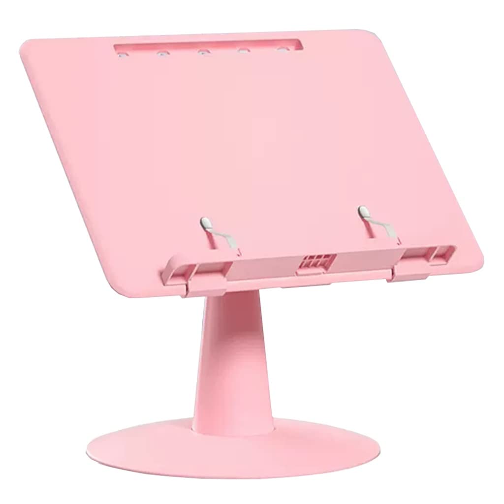 Stojak na książki do czytania, stojak na laptopa na biurko, stojak na książkę kucharską, stojak podłogowy, uchwyt na książki na tablet, podręcznik z przepisami (różowy)