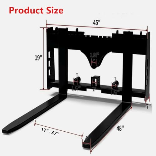 4000 Lbs Skid Steer Pallet Fork Frame Attachment, 48" Fork Blades, Quick Tach Tractor