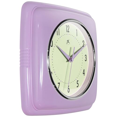 Horloge murale carrée rétro lavande 23,5 cm Infinity Instruments