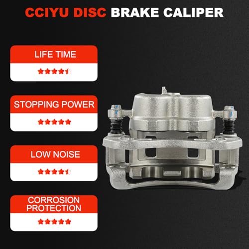 Image of cciyu Front Left Disc Brake Caliper Assembly w /Bracket 19B2710 | For Hyundai Model - For Santa Fe 2001-2006, For XG300 2001, For XG350 2002-2003