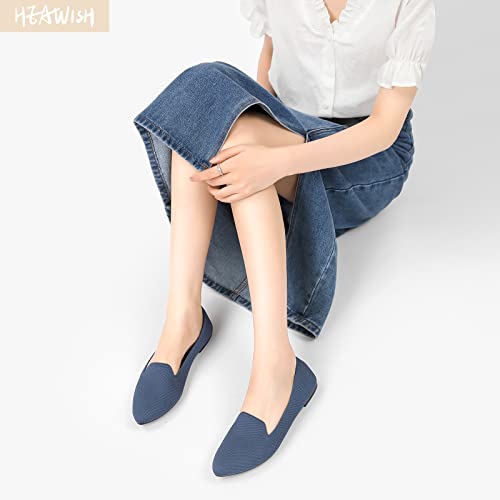 Heawish Women’s Flats Shoes Pointed Toe Ballet Flats Dressy Comfortable(Navy, Us6) #TOP1