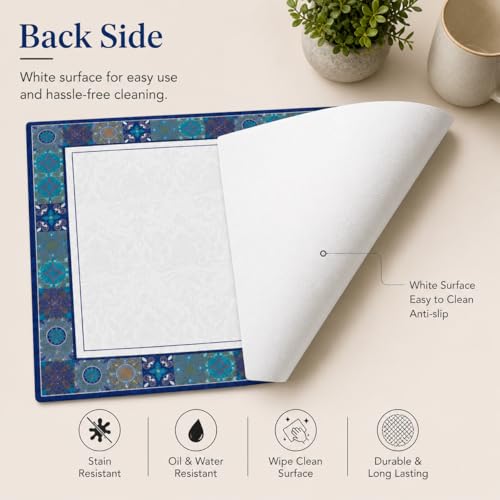 Image of Premium Leather Dining (Pack of 2) Placemats - Waterproof, Heat Resistant, Non-Slip Table Mats for Kitchen & Dining (Riviera Blue)