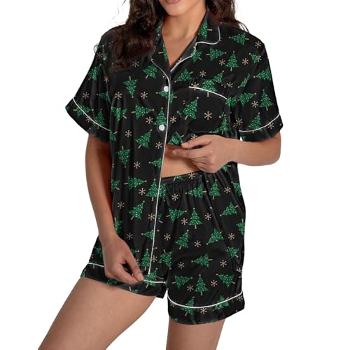Pyjama short femme satin boutons hauts manches courtes chic