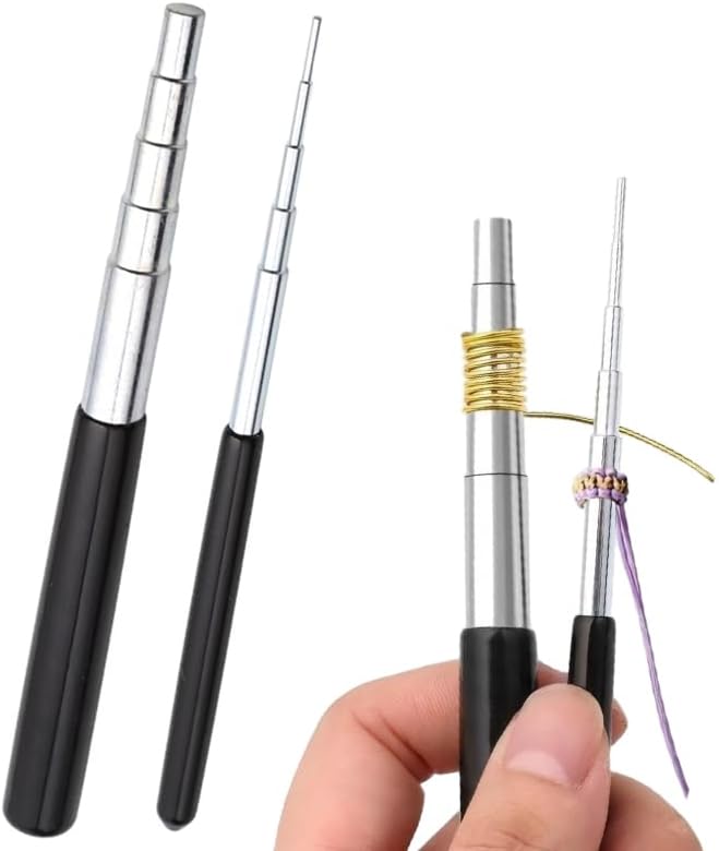 2 Pack Coil Jig Tool Set - Stainless Steel Micro 1.5mm - 10mm Wire Looping Winding Rod - 10 Sizes Wire Wrapping Mandrels Tool for Round Loop Jump Ring DIY Jewelry Making (Black)