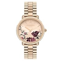 Olivia Burton Women's Vintage Floral Vintage Floral Rose Gold Bracelet Watch, 24000207, Light Blush, 36 mm