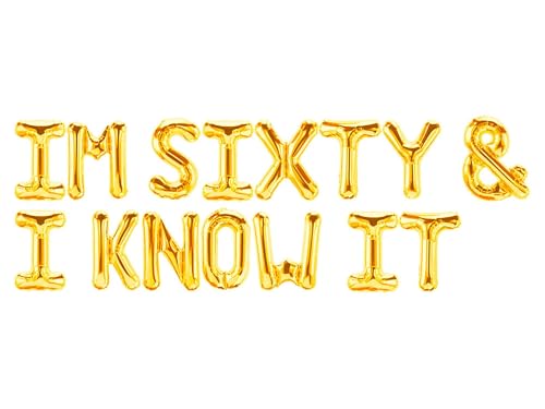 Letter Balloons - IM SIXTY & I KNOW IT 16" Inch Alphabet Letters Foil Mylar Balloon 60th Birthday Party Banner (Gold, 16 Inch)