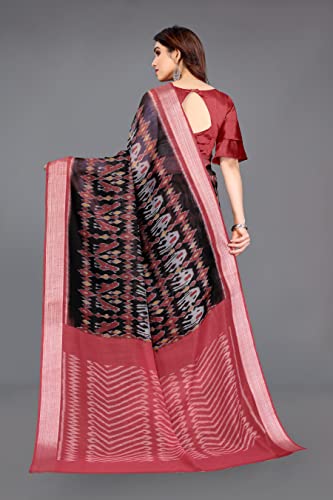 Image of MIRCHI FASHION Women Saree Cotton Blend 2-Tone Foil Print | Lightweight Comfortable Office Wear Sari with Blouse Piece