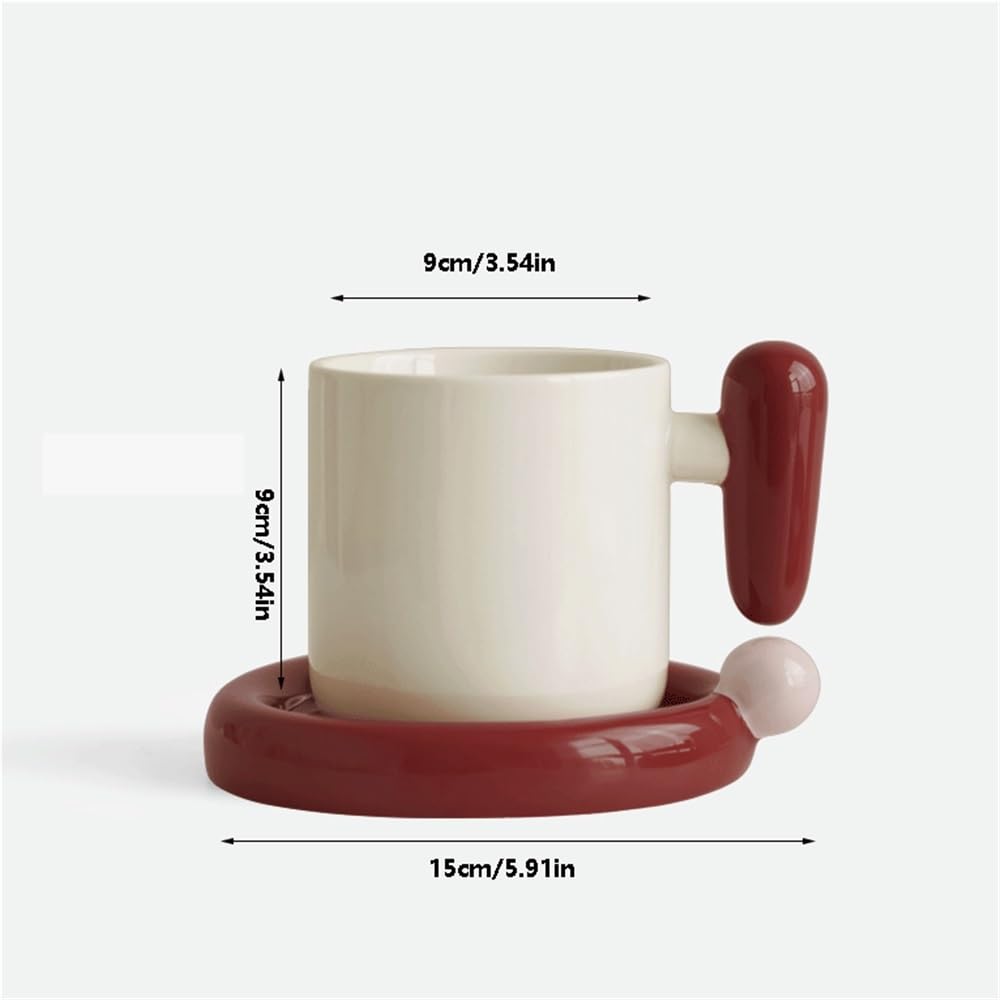Kubki do kawy czerwony kubek i zestaw naczyń kubek, ceramiczna kawa o pojemności 1 pojemności 400 ml do domu lub najlepszego przyjaciela kubki do parowania