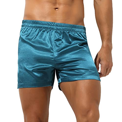 Mens Silk Satin Boxers Briefs Low Waist Side Split Lounge Bottom Pajama Shorts2
