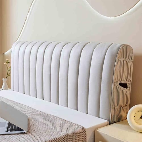 Funda para cabecero de cama tamaño matrimonial, lavable a máquina y elástica, extraíble, gruesa, a prueba de polvo, para camas tamaño Queen, decoración de dormitorio, color gris espacial (1,8 m)