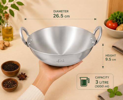 Image of Baby Silver Kadai for Cooking Stainless Steel (Alu Kadhai 6no)