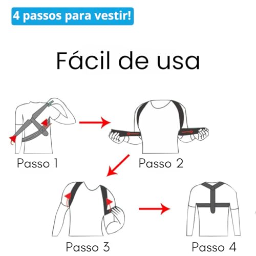 Colete Corretor Postural Ajustável Unissex (P ao GG) - Cinta Invisível Sob Roupas Melhora A Postura