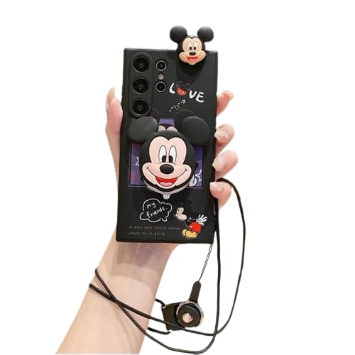 MILLION CASES Back Cover Case for S23 Ultra Soft Flexible Shockproof Protective Cute Cartoon Mirror Bracket Case (Black) (B0DCGF671W) Amazon Price History, Amazon Price Tracker