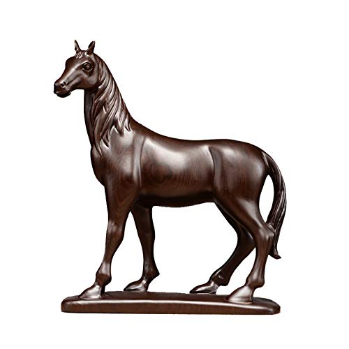 Statue de Cheval Feng Shui : Décoration de Bureau du Zodiaque Chinois en Résine Dorée