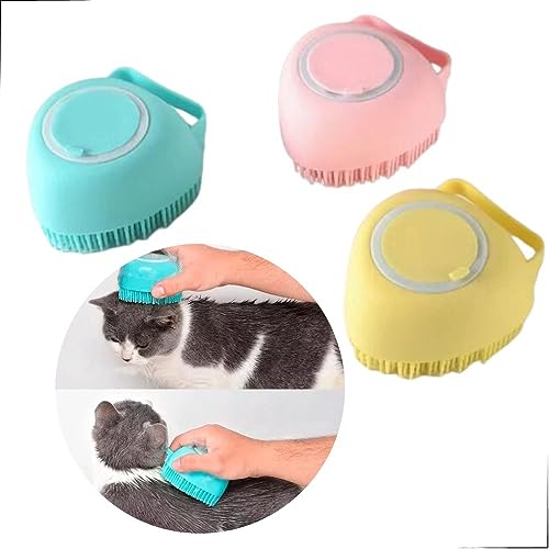 Escova De Banho E Lava Pelo De Pet Silicone Com Dispenser Para Shampoo e Sabonete Banho Cachorro Gat