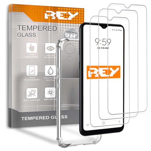 REY [Lot de 3] Verre Trempé et Coque Anti-Shock pour Samsung Galaxy A03 Core, Verre trempé et Silicone TPU Haute résistance