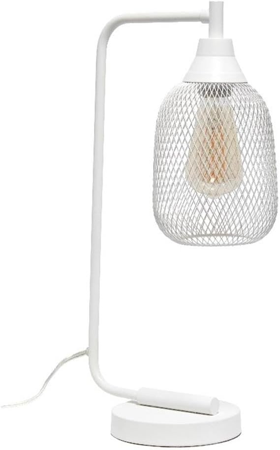 Elegant Designs LD1060-WHT Mesh Wire Table Desk Lamp, Matte White