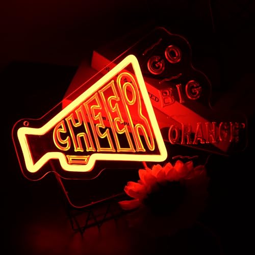 Image of Football Neon Sign, Go Big Orange LED Neon Light for Wall Decor, Dimmable USB Powered Neon Sign for Man Cave, Bar, Bedroom, Party, Tennessee Fans Gift, Orange Neon Wall Light for Game Room, College Dorm