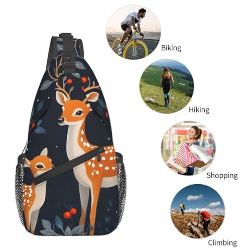Bolso bandolera tipo sling unisex con estampado ciervo miniatura 6