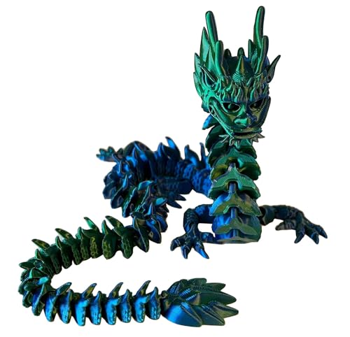 Flexible Imperial Dragon 3D Printed USA Green/Blue
