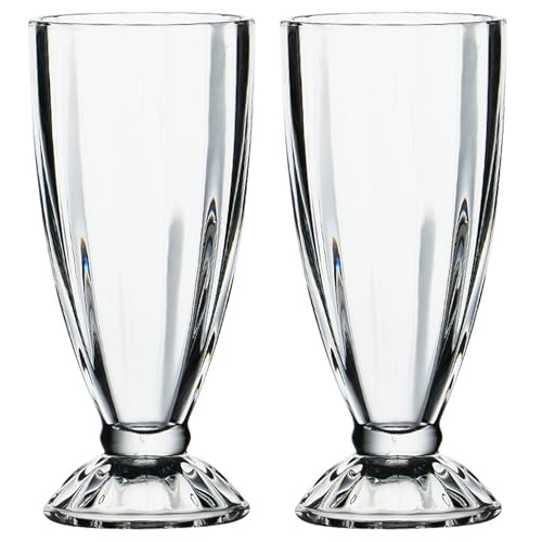 Hperu 2pcs Milkshake Verres de 380 ML (3x7 Pouces), Tasses Transparentes résistantes à la température pour Les Shakes, Le Parfait et la crème glacée,...