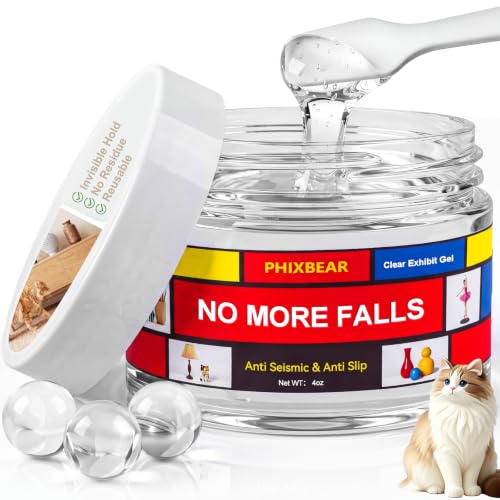 PHIXBEAR Exhibits Fix Display Gel for Museum Earthquake, Removable Museum Paste Putty Wax with Spatula Tool | Clear, Reusable &amp; No Residue to Prevent Vibration, Falling, 4oz