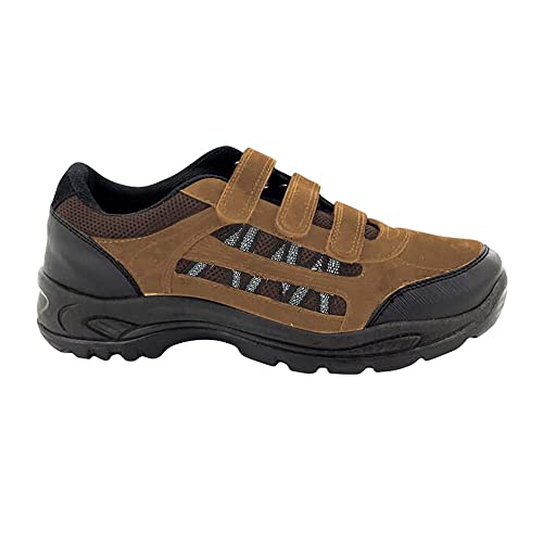 Dek ASCEND Three Touch Fastening Trek And Trail Casual Trainer Shoes - Khaki/Brown Textile/Synth.Nubuck, Small Kids UK 9 / EU 26