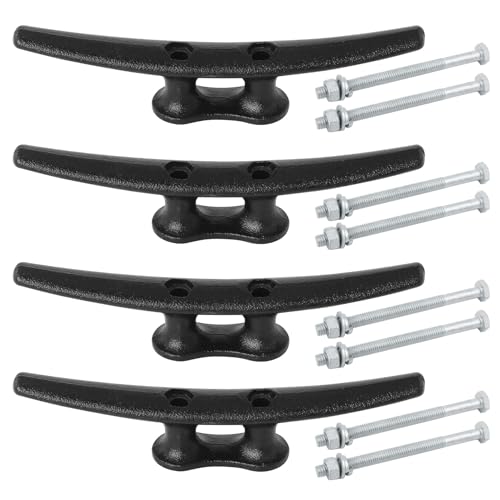 Dock Cleats 6/8/10 in with Hardware, Black Coated