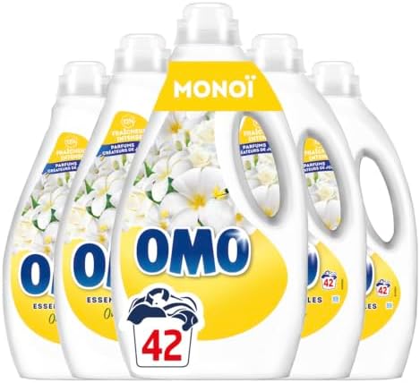 OMO - Lessive liquide Oui pour Tahiti - 210 lavages - Monoi - propreté éclatante & parfum longue durée aux essences naturelles (lot de 5x42)