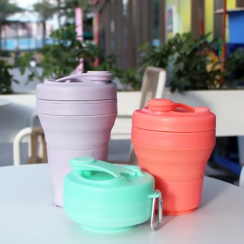 CYNROFVEN Silicone Coffee Cup with Straw lid Collapsible Cups for Traveling 20oz Lightweight Folding Water Mug for Picnic Hicking Camping Climbing by CYNROFVEN - Used condition - Image 5