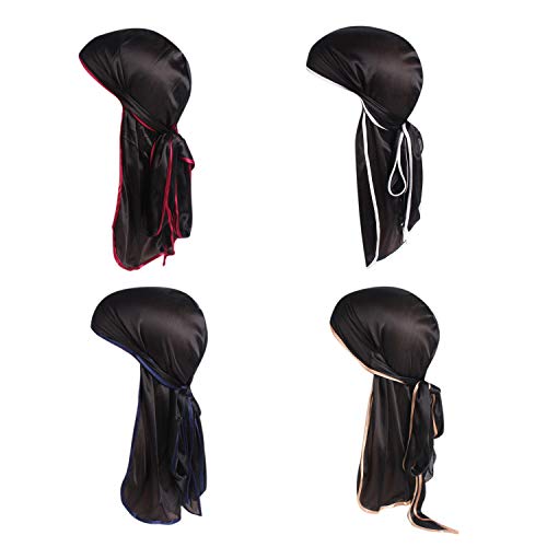 Boodtag 4 Pcs Herren Bandana Sport Kopftuch Cap Kappe Nlyon Hut mit langem Zöpfen