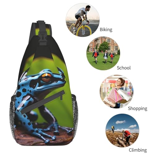 Mochila tipo sling con diseño azul ajustable unisex miniatura 6