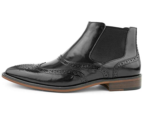 Asher Green AG2632 - Men's Dress Boots - Designer Vintage Genuine Leather Boots for Men - Formal Perforated Wingtip, Double Gore, Chelsea Boots3