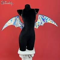 KORURACLUB Flügel Cosplay Halloween Fledermausflügel Succubus Flügel Kleidung Accessoires Fledermausflügel Teufelsflügel (Laser Silber) – Ansicht 3