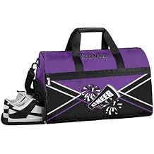 Personalized Cheer Duffel Bag Cheerleader Weekender Overnight Bag Custom Name Team Gift Lightweight Gymnastics Dance Bag Waterproof Sport Gym Travel Collapsible Carry on Tote Bag Black Purple White