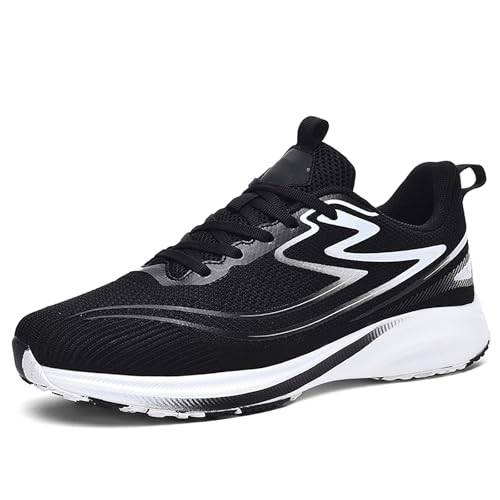 ランニングシューズ メンズ レディース スニーカー 軽量 通気 クッション性 ジョギング ウォーキング ジム (ブラック, 大人, 26.0 cm, 数値, 日本の靴のサイズ寸法)