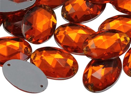 Allstarco 18x13mm (23/32x1/2) Orange Hyacinth Oval Sew-On Gems