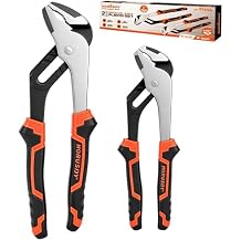 HORUSDY 2-Piece Groove Joint Plier Set, 8" & 10" Adjustable Water Pump Pliers, Straight Jaw Tongue and Groove Pliers for Plumbing, Pipe Fittings, Nuts, Bolts, and Home Repair