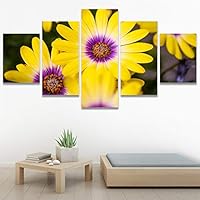 SIGNWIN 5 Panel Canvas Wall Art Modern Art Bohemian Bouquet Colorful Cool Floral Group Multicolor Photography Realism for Home Decorations Ready to Hang - 60