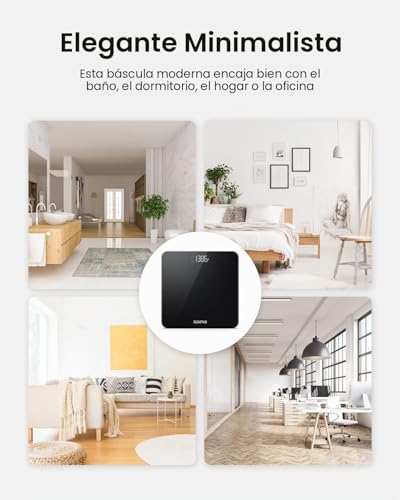 Miniatura 8 de Báscula De Baño Digital Renpho, Balanza Peso Corporal De Alta Precisión Con Pantalla Iluminada, Tecnología Step-On, 400 Lb, Vascular De Peso Electronica En Kg Lb St, 28 X 28 Cm, Core 1s