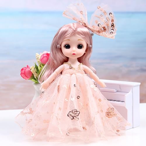 Set de 4 mini muñecas princesas de 6 pulgadas para niñas miniatura 6