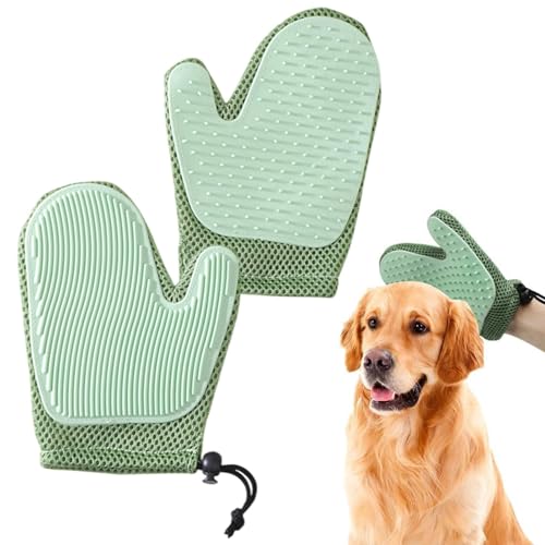 Pet Grooming Glove, Dog Grooming Brush Glove, Pet Hair Remover Gloves, Cat Deshedding Massage Glove, Pet De-Shedding Gloves for Cat Dog Horse (1 Pair)