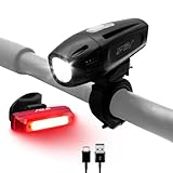 BV Super Bright (300 Lumens) USB Rechargeable Bike Headlight with Free Taillight| 1300mAh Lithium Battery | Water Resistant IP44 - Fits All Bicycles, Easy Install & Quick Release- 1 Year Warranty
